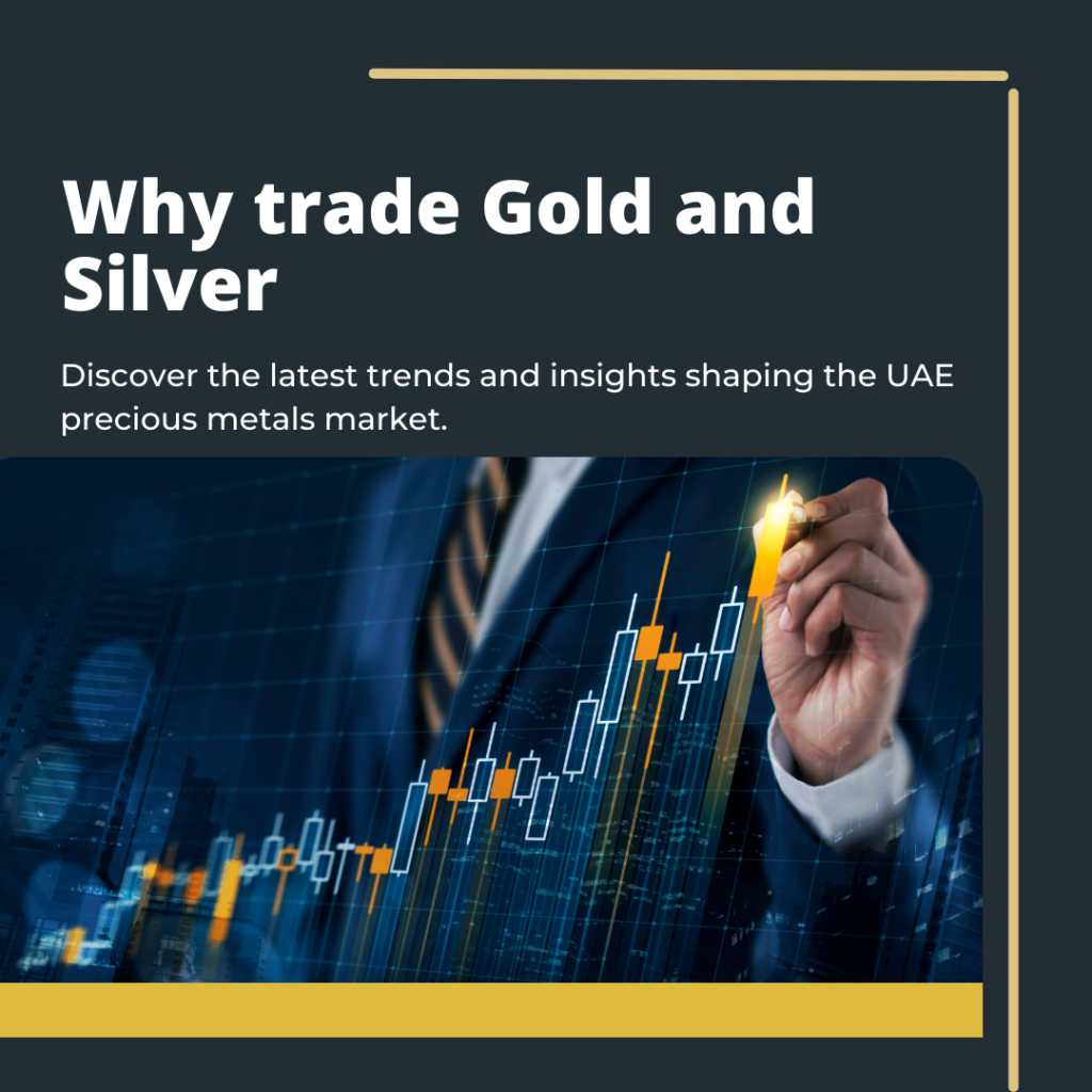 Visual depiction of benefits like portfolio diversification and inflation protection offered by gold and silver trading trends.