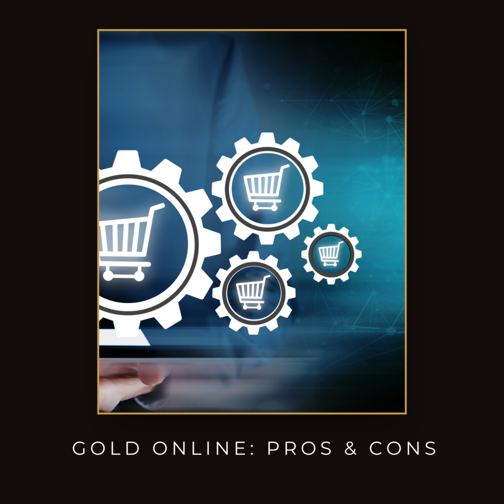 Infographic illustrating the benefits of buying gold online, including convenience and secure transactions.