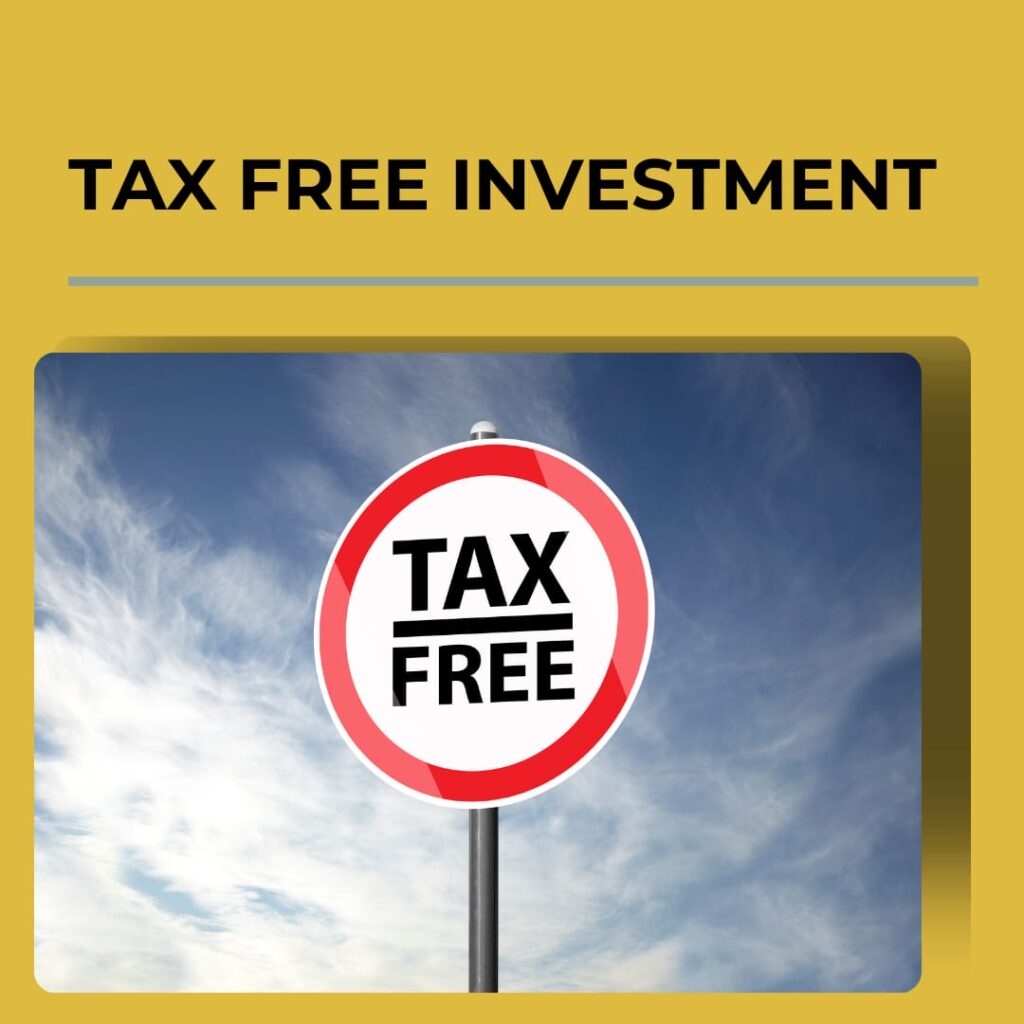 A signboard with the text 'Tax Free' set against a clear blue sky, emphasizing the advantage of tax-free investments in the UAE, particularly in gold trading.