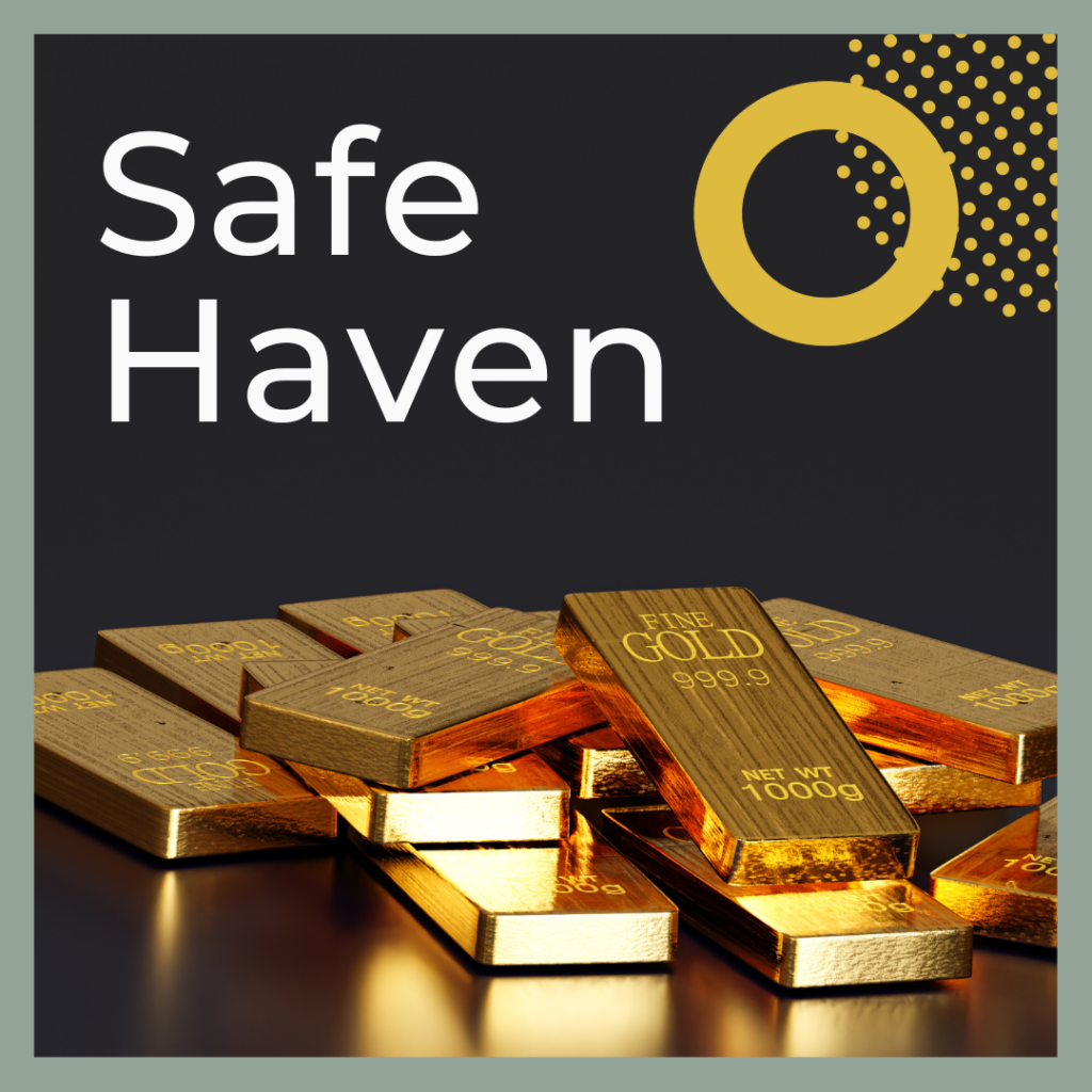 Gold bars stacked as a symbol of a safe haven investment. Invest in gold for financial stability in 2025.