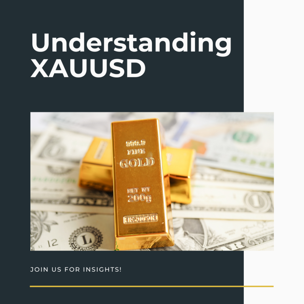 A visual representation of gold bars placed on U.S. dollar bills, illustrating the relationship between gold and the XAUUSD trading pair.